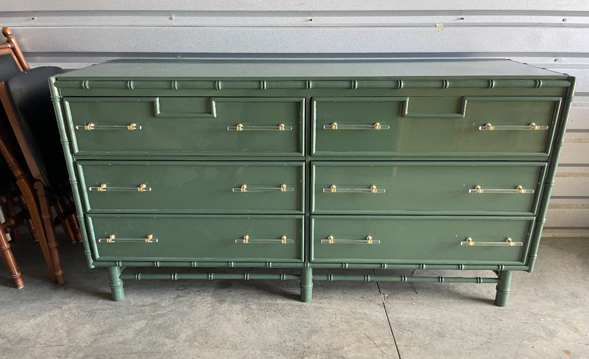 Faux Bamboo Dresser with lucite pulls