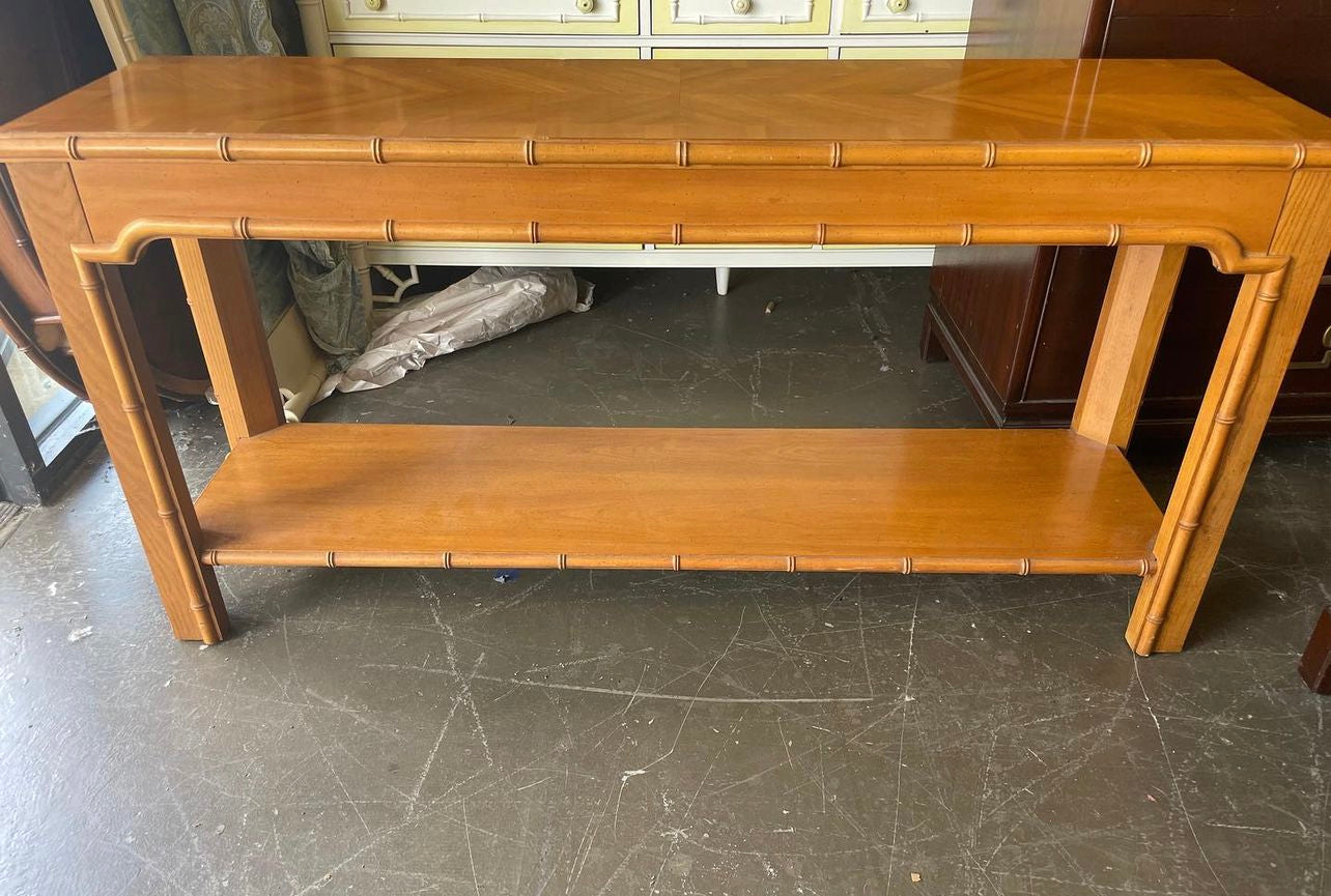 Faux Bamboo Console Table with shelf